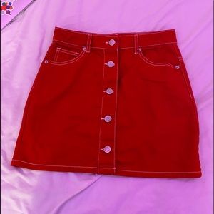 Red button up forever 21 skirt